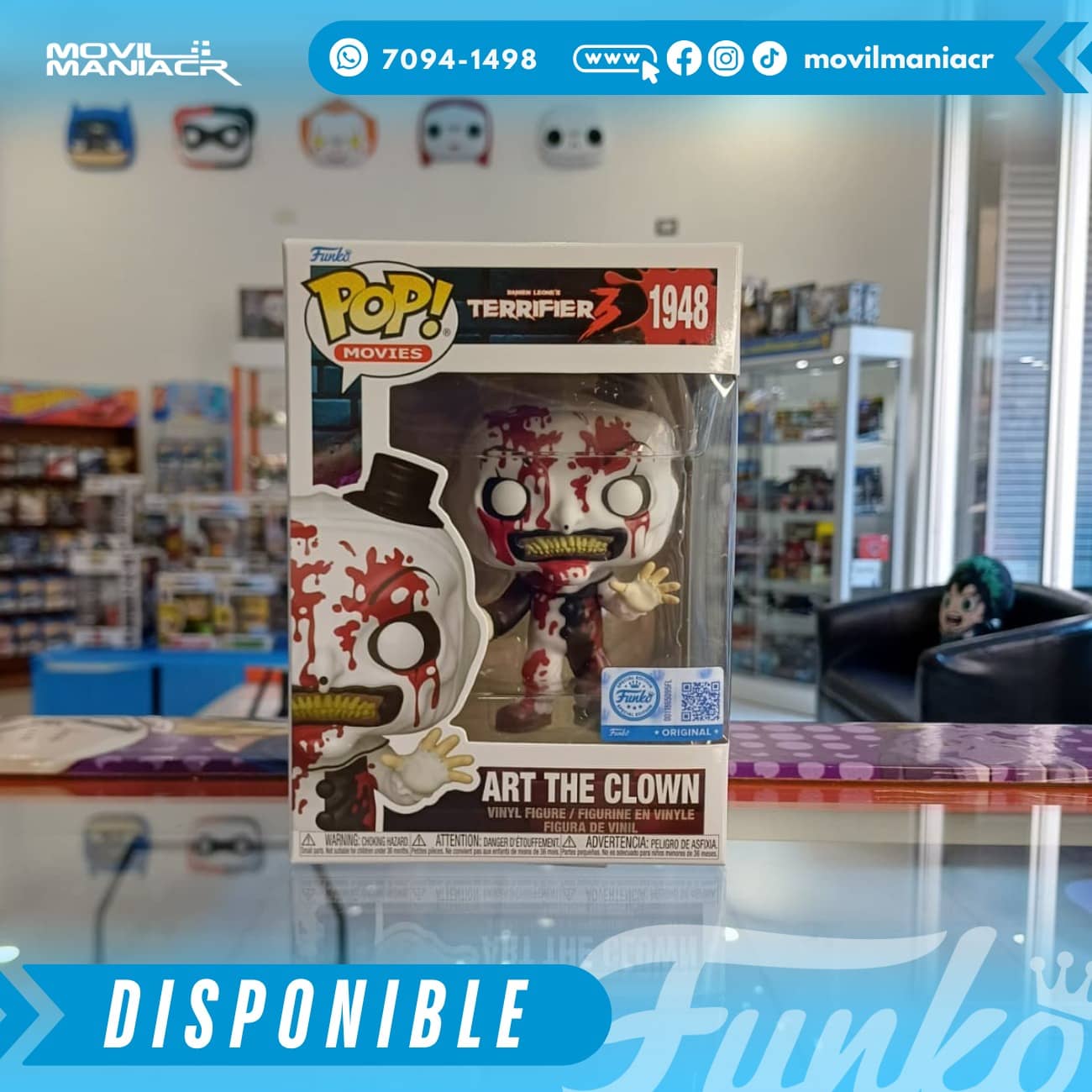 Funko Pop Terrifier 3 Art the Clown Bloody Exclusivo #1948 - (Stock) ¡Disponible Ahora! 2 Funko Pop Terrifier 3 Art the Clown Bloody Exclusivo #1948 - (Stock) ¡Disponible Ahora! - Imagen 2