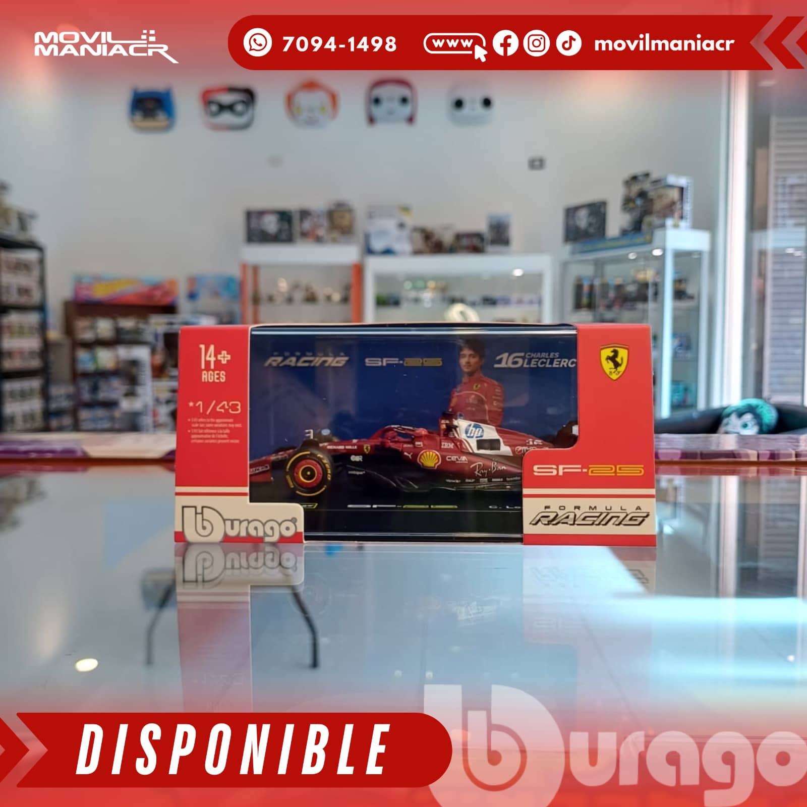 Carro Bburago Formula 1 Ferrari SFR Season Car Charles Leclerc (2025) Escala 1:43 – (Stock) ¡Disponible Ahora! 1 Carro Bburago Formula 1 Ferrari SFR Season Car Charles Leclerc (2025) Escala 143 – (Stock) ¡Disponible Ahora!