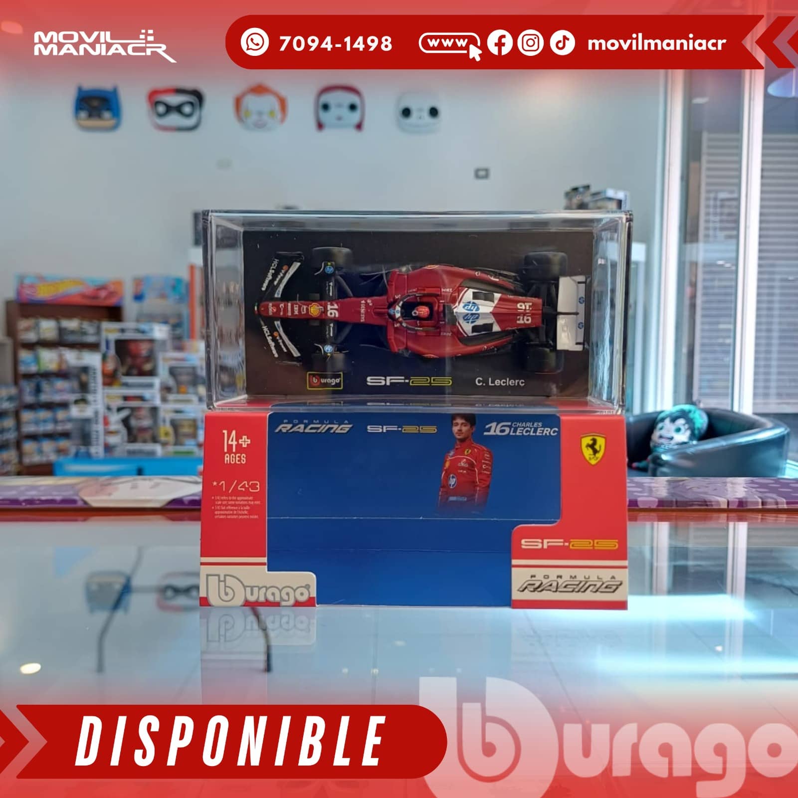Carro Bburago Formula 1 Ferrari SFR Season Car Charles Leclerc (2025) Escala 1:43 – (Stock) ¡Disponible Ahora! 2 Carro Bburago Formula 1 Ferrari SFR Season Car Charles Leclerc (2025) Escala 1:43 – (Stock) ¡Disponible Ahora! - Imagen 2
