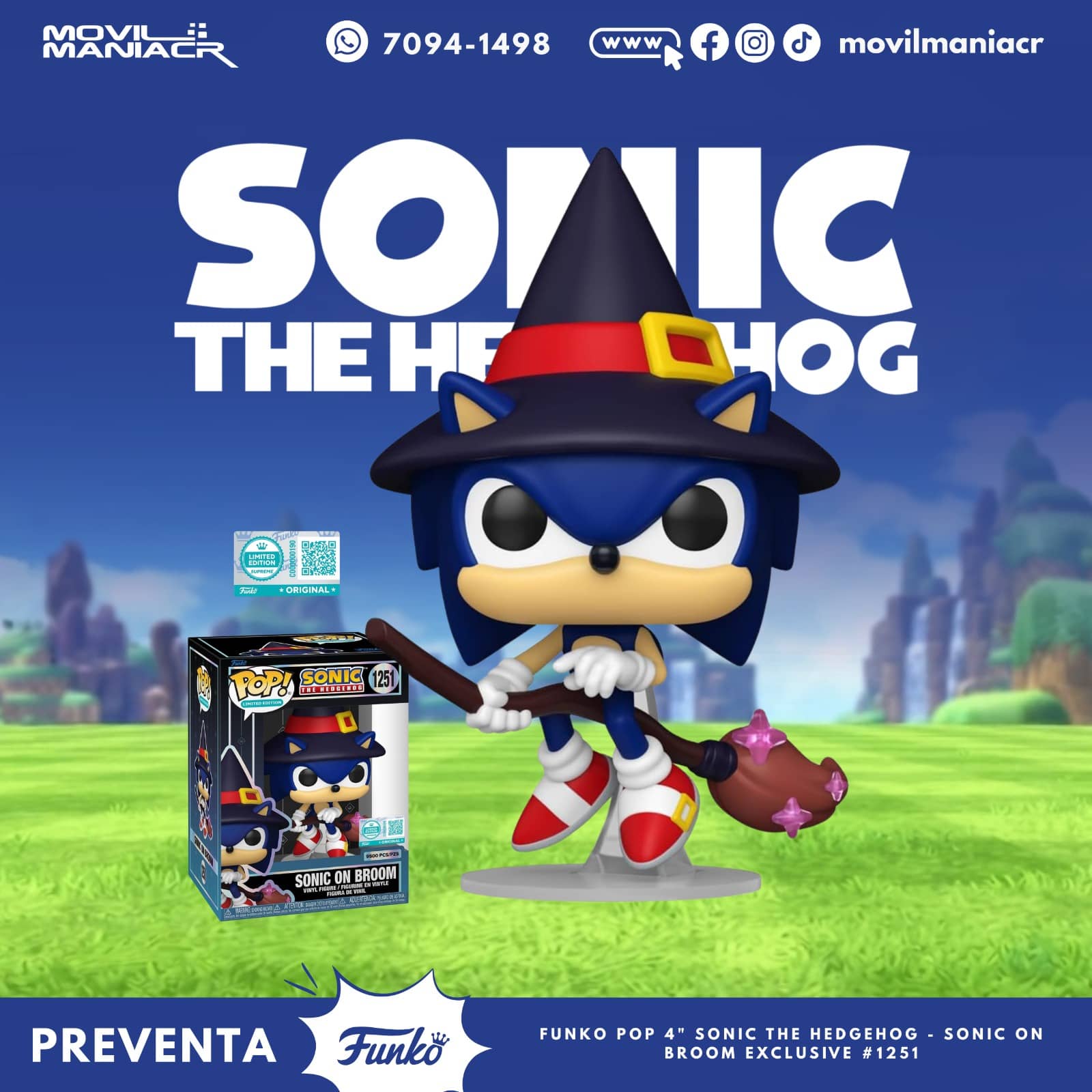 Funko Pop Sonic the Hedgehog Sonic on Broom(9500pcs) Exclusivo #1251 - (Preventa) ¡Reserva Ahora! 1 Funko Pop Sonic the Hedgehog Sonic on Broom(9500pcs) Exclusivo #1251