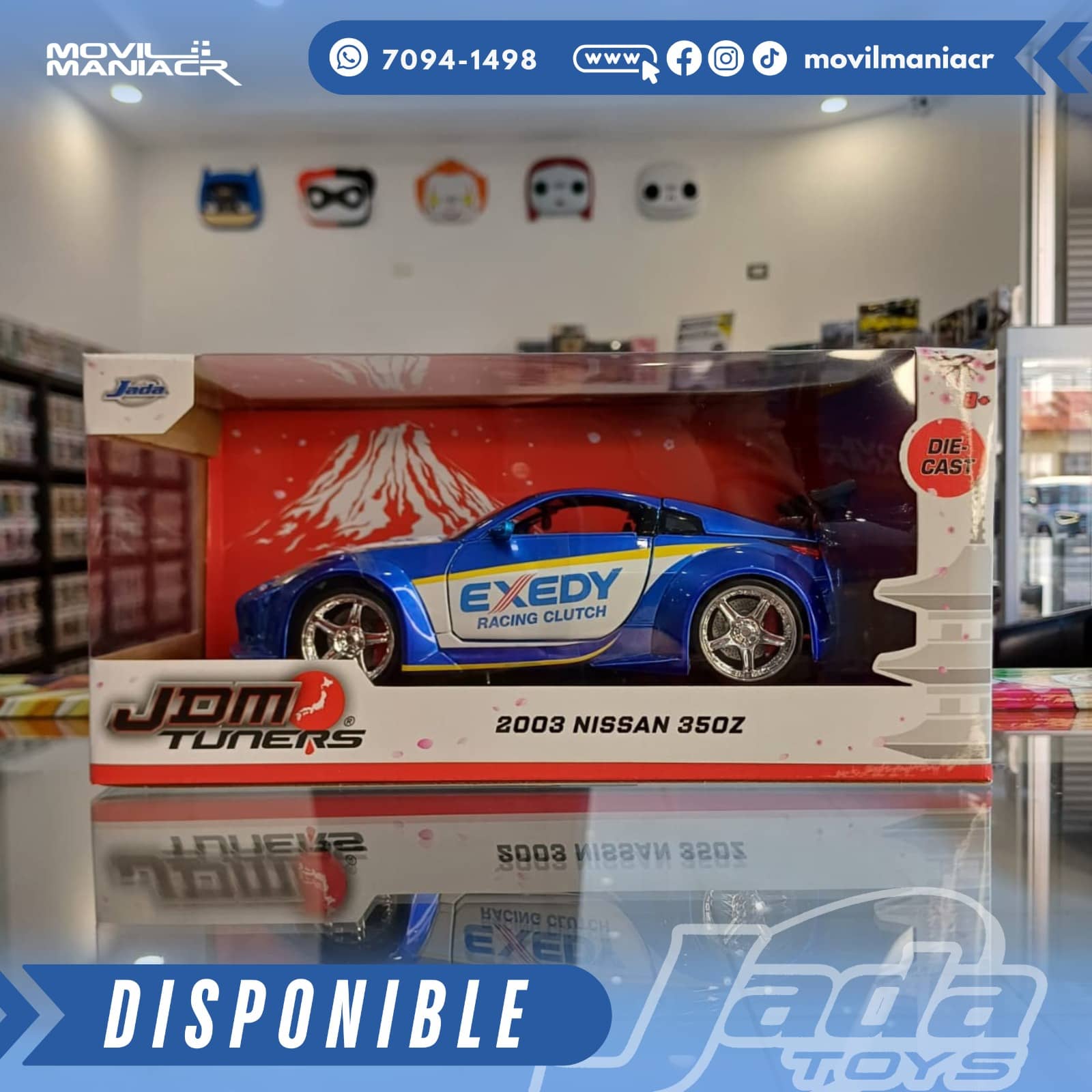 Carro Jada Toys JDM Tuners 2003 Nissan 350Z Exedy Candy Blue Escala 1:24 – (Stock) ¡Disponible Ahora! 1 Carro Jada Toys JDM Tuners 2003 Nissan 350Z Exedy Candy Blue Escala 1:24 – (Stock) ¡Disponible Ahora!